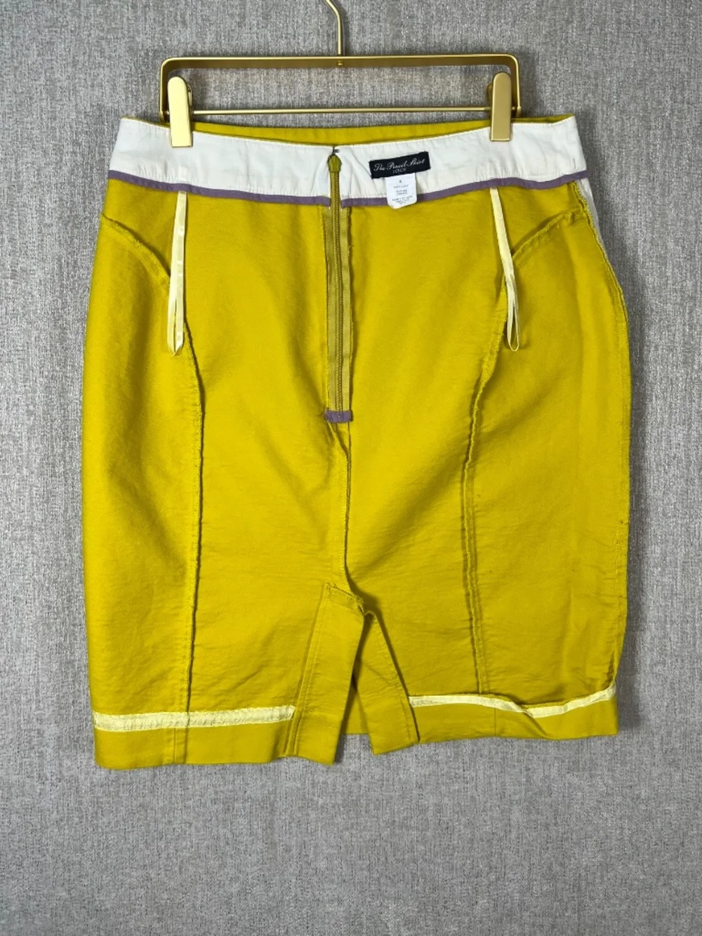 J.Crew Pencil Skirt 100% Cotton Tailored Chartreuse Yellow Size 6